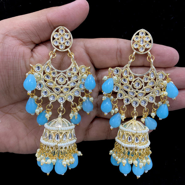 Shagna Gold Plated Kundan Stone Jhumki Earrings