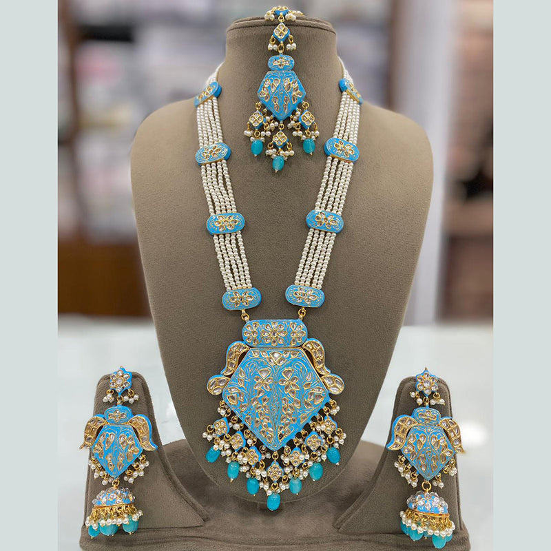 Shagna Gold Plated Kundan Stone And Meenakari Necklace Set