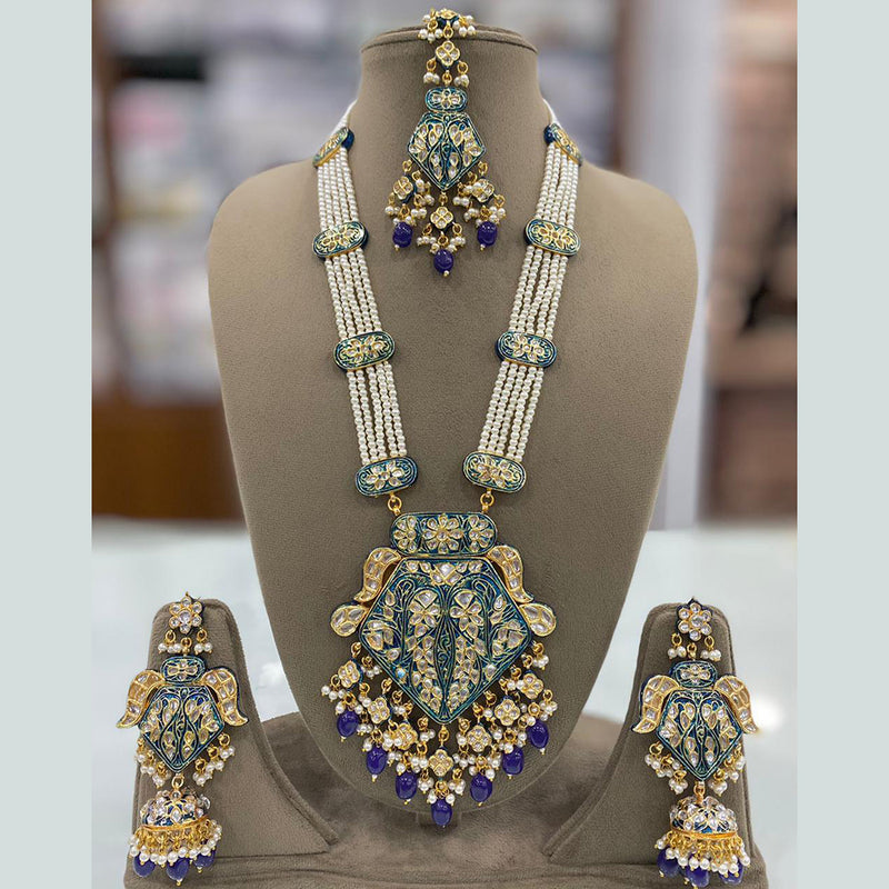 Shagna Gold Plated Kundan Stone And Meenakari Necklace Set