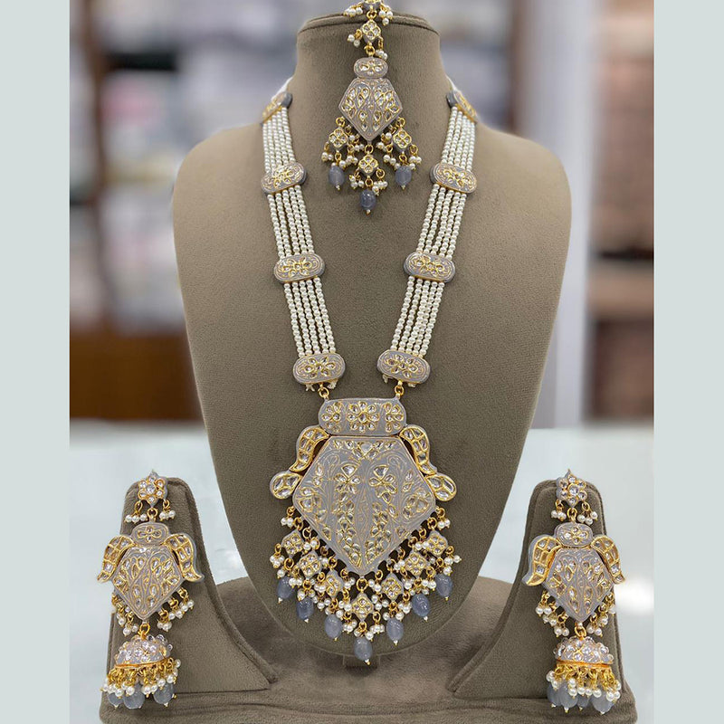 Shagna Gold Plated Kundan Stone And Meenakari Necklace Set