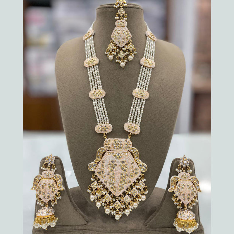 Shagna Gold Plated Kundan Stone And Meenakari Necklace Set