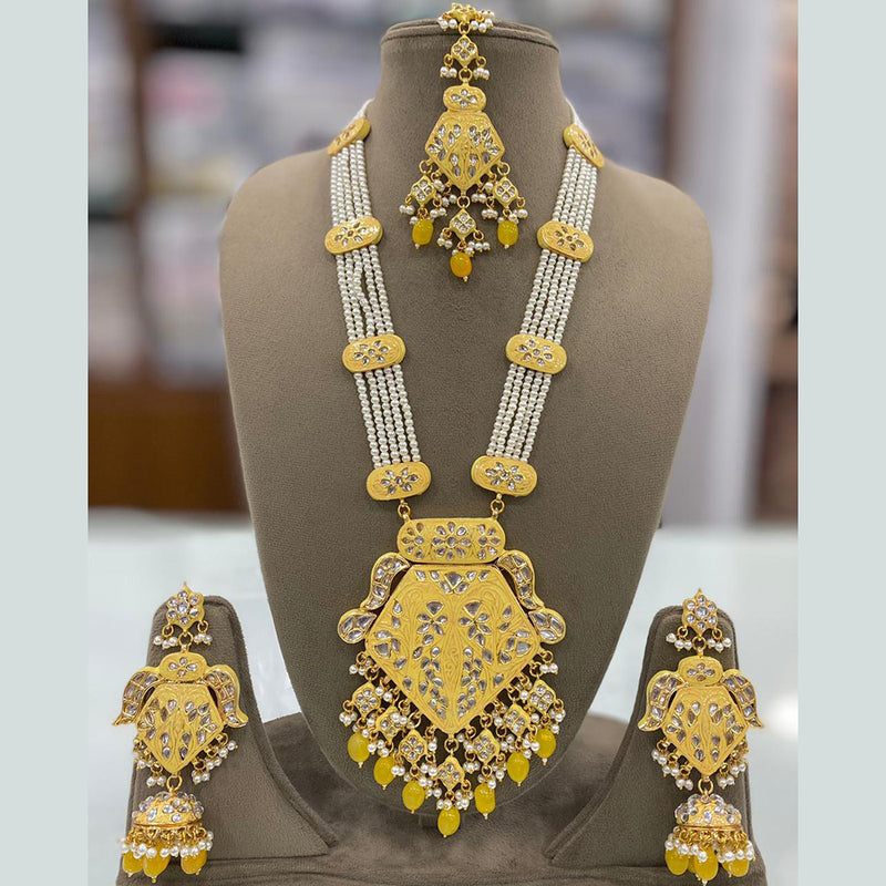 Shagna Gold Plated Kundan Stone And Meenakari Necklace Set