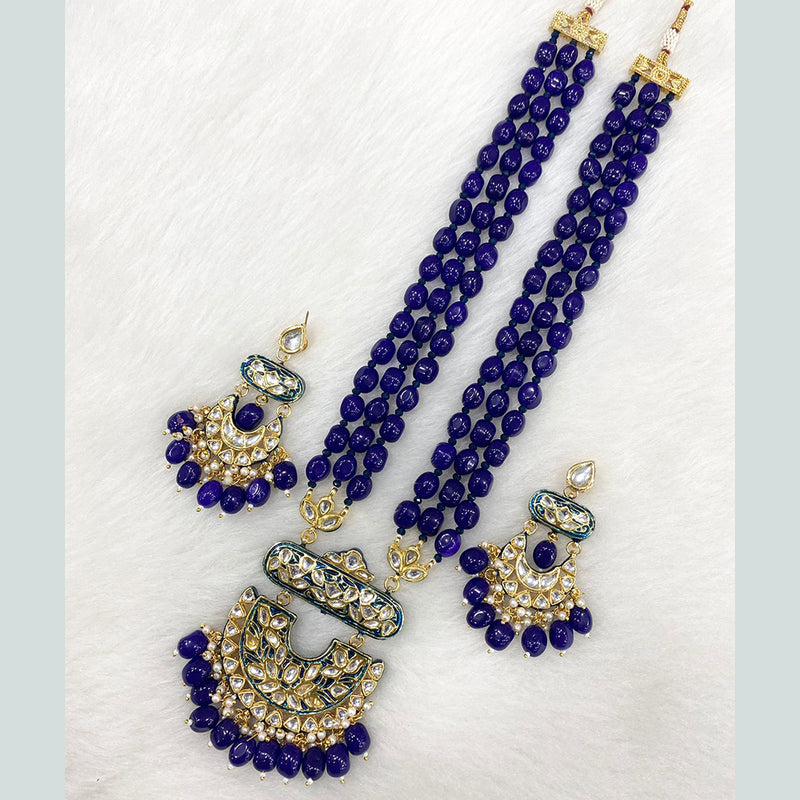 Shagna Gold Plated Kundan Stone And Beads Necklace Set