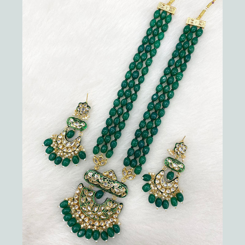 Shagna Gold Plated Kundan Stone And Beads Necklace Set