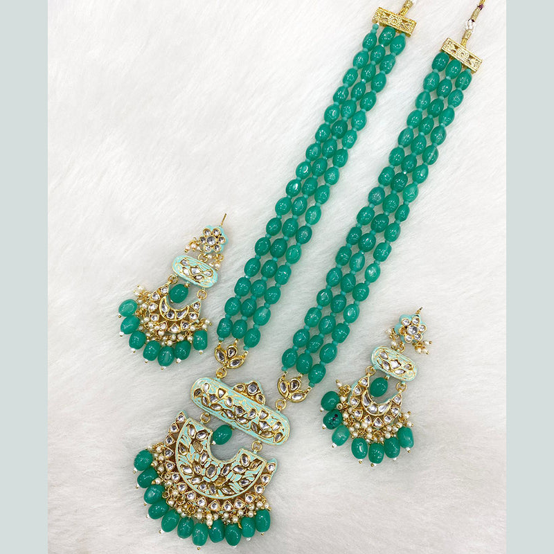 Shagna Gold Plated Kundan Stone And Beads Necklace Set