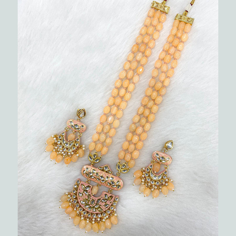 Shagna Gold Plated Kundan Stone And Beads Necklace Set