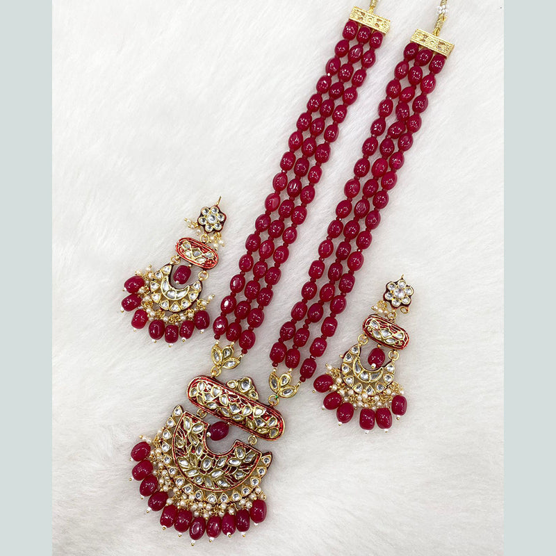 Shagna Gold Plated Kundan Stone And Beads Necklace Set