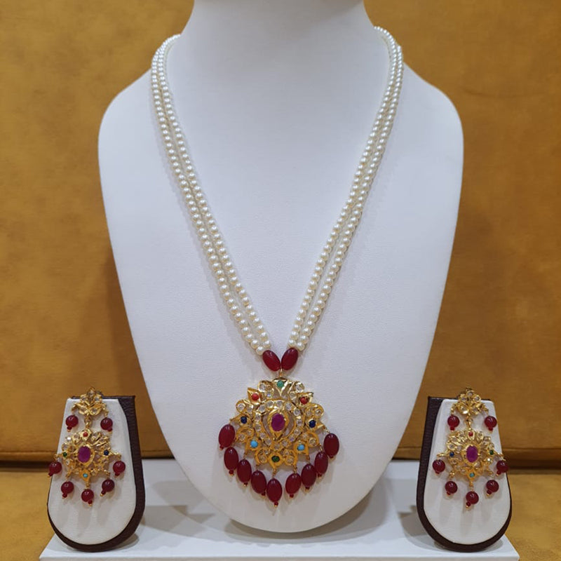 Shagna Gold Plated Pearls Necklace Set