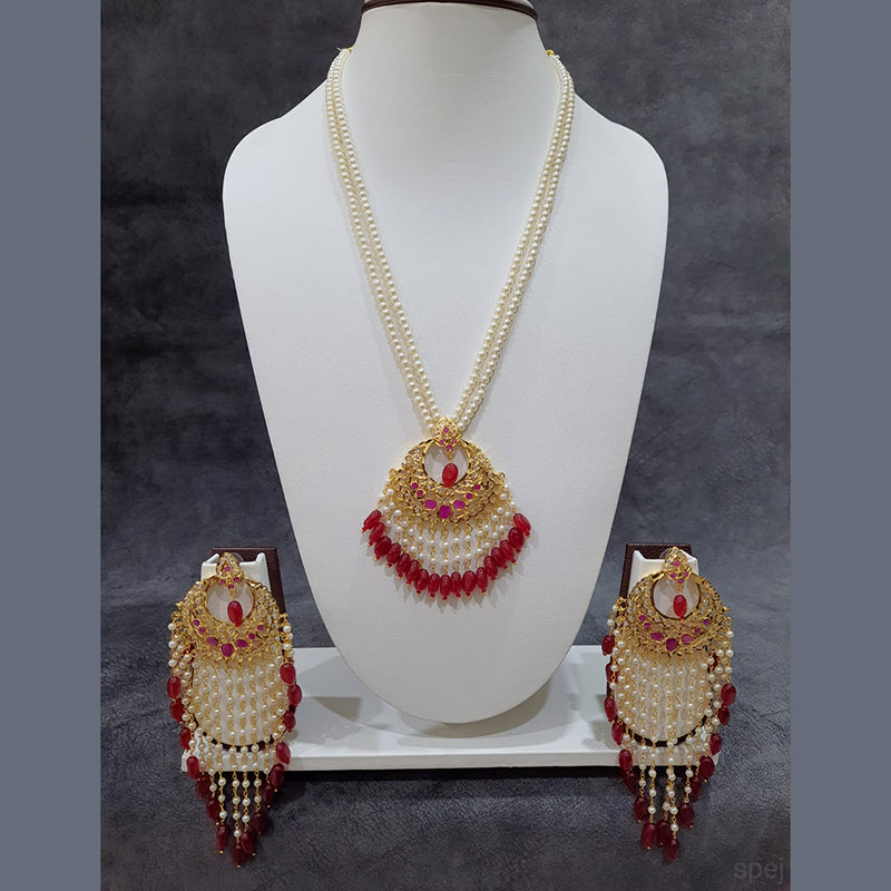 Shagna Gold Plated Pearls Necklace Set