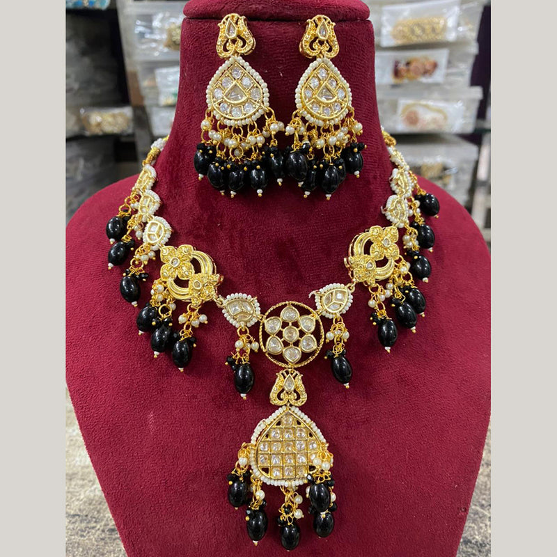 Shagna Gold Plated Polki Kundan And Beads Necklace Set