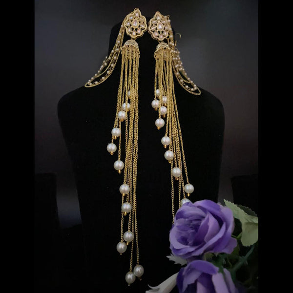 Shagna Gold Plated Pearls Dangler Earrings