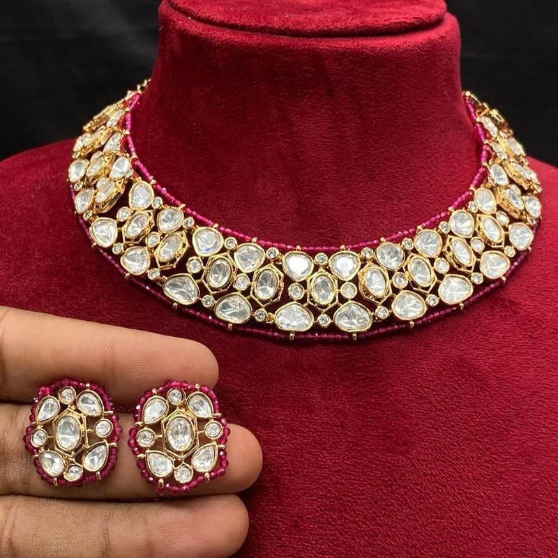 Shagna Gold  Plated Polki  Kundan Necklace Set