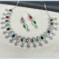 Shagna Silver Plated AD Necklace Set