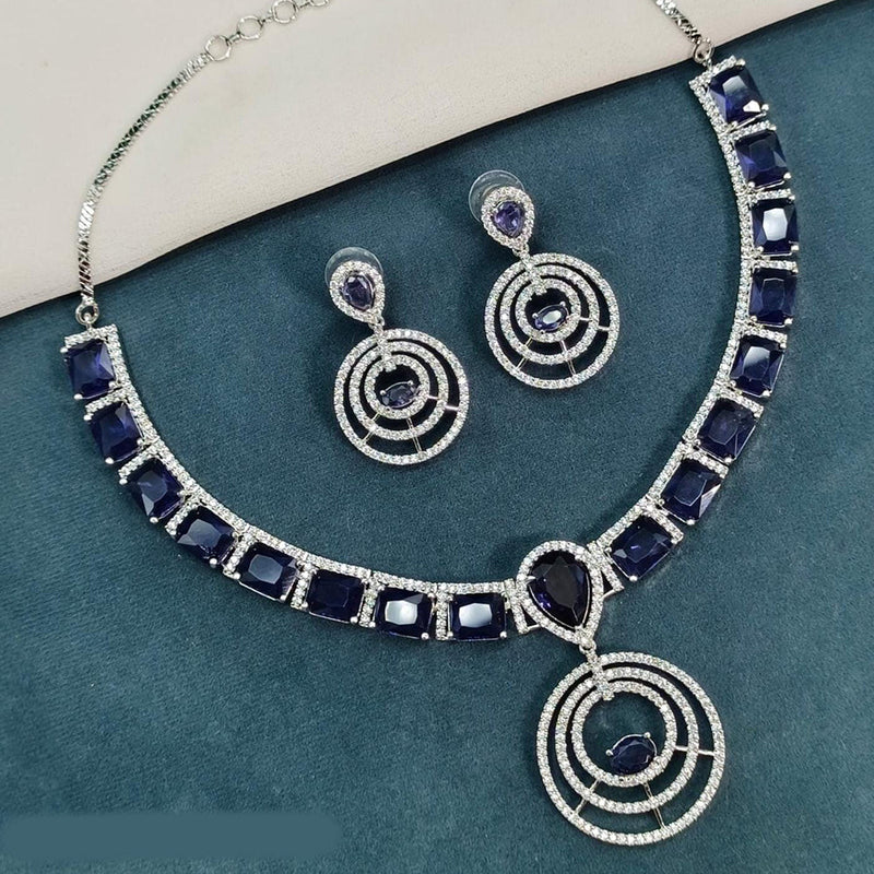 Shagna Silver Plated AD Necklace Set