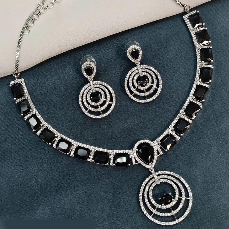 Shagna Silver Plated AD Necklace Set