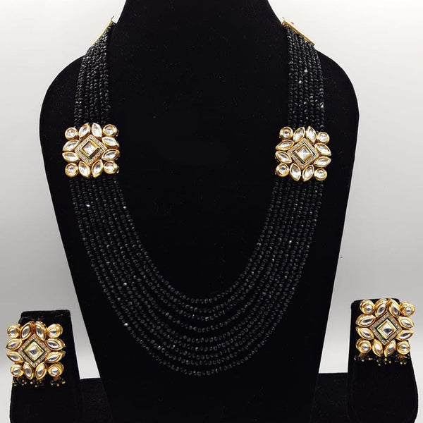 Shagna Gold Plated Kundan Stone And Pearls Multi Layer Long Necklace Set