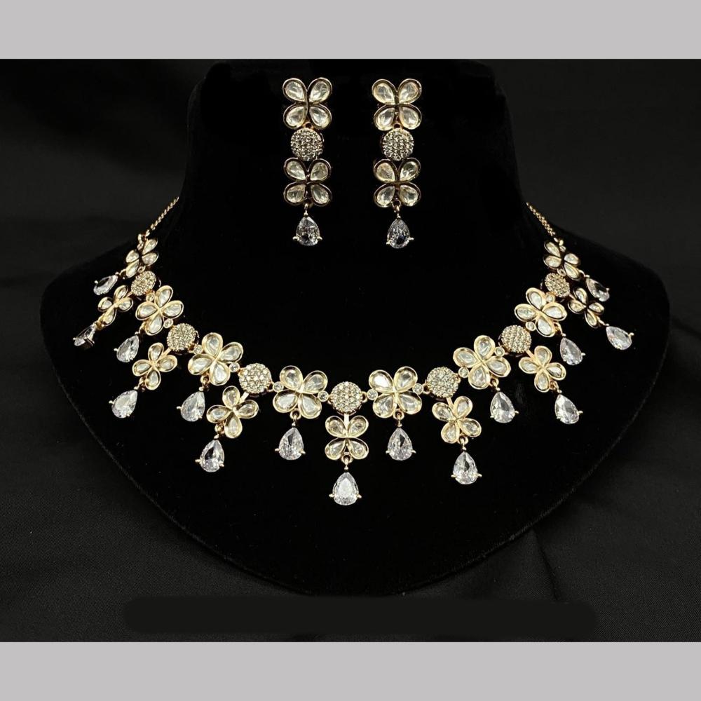Shagna Gold Plated Polki Kundan Stone Necklace Set