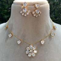 Shagna Gold Plated Polki Kundan Stone Necklace Set