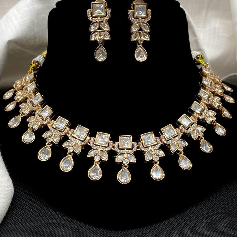 Shagna Gold Plated Polki Kundan Stone Necklace Set