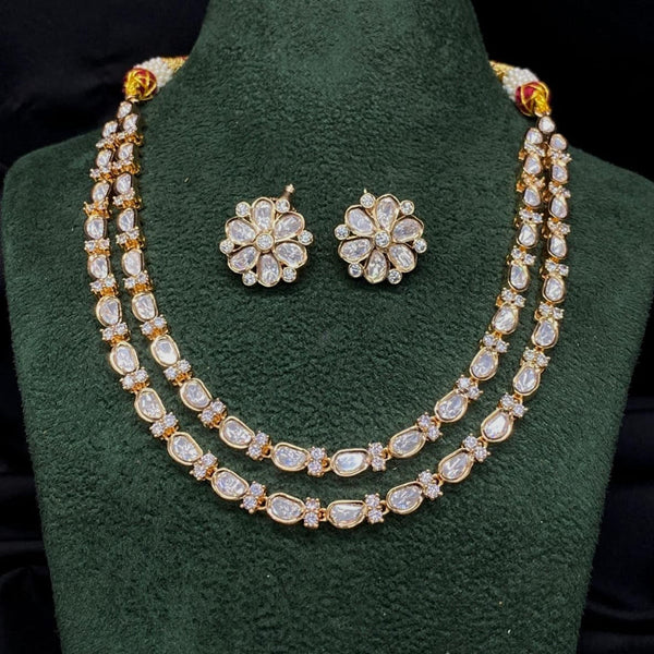 Shagna Gold Plated Polki Kundan Stone Necklace Set