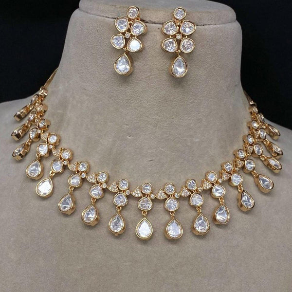 Shagna Gold Plated Polki Kundan Stone Necklace Set