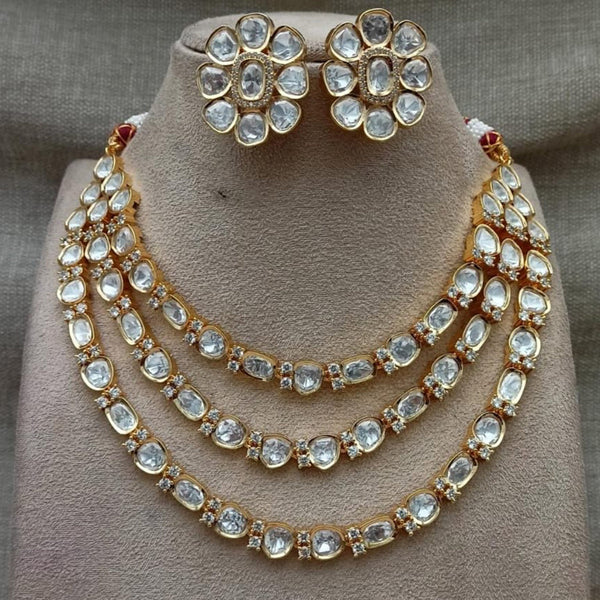 Shagna Gold Plated Polki Kundan Stone Necklace Set