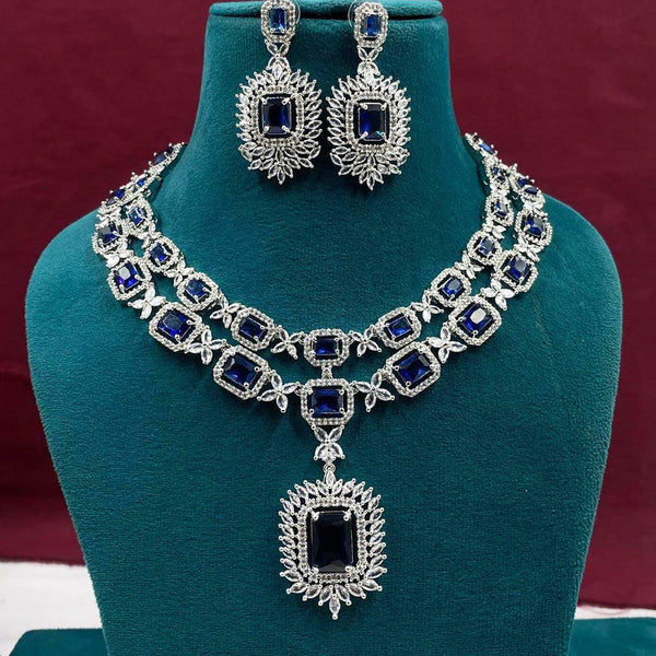 Shagna Silver Plated AD Necklace Set