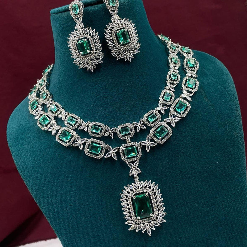 Shagna Silver Plated AD Necklace Set