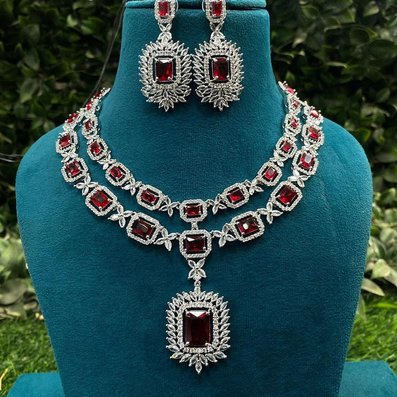 Shagna Silver Plated AD Necklace Set