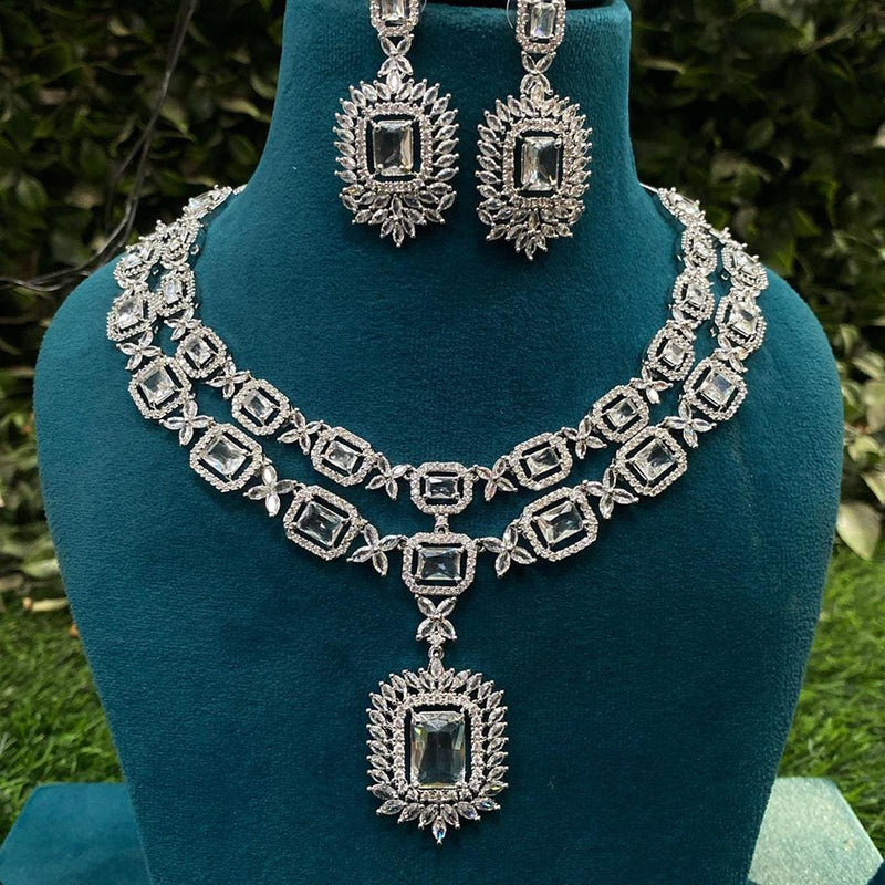 Shagna Silver Plated AD Necklace Set