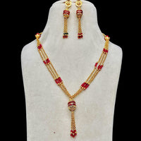 Shagna Gold Plated Pearls Long Necklace Set