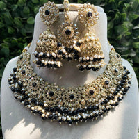 Shagna Gold Plated Crystal Stone And Beads Necklace Set