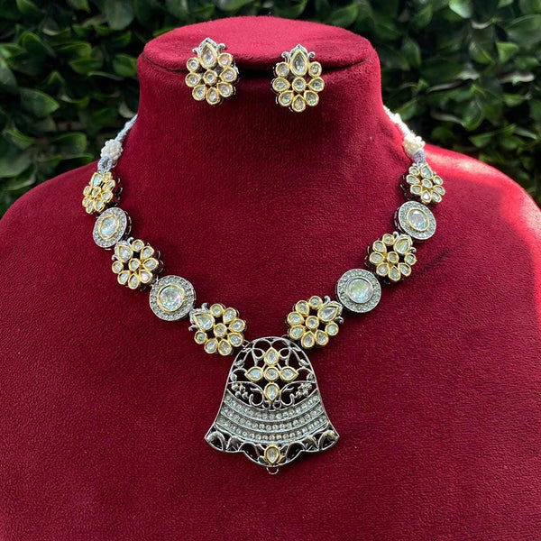 Shagna 2 Tone Plated Crystal Stone Necklace Set