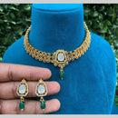Shagna Gold Plated Polki Kundan Stone Necklace Set