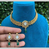 Shagna Gold Plated Polki Kundan Stone Necklace Set