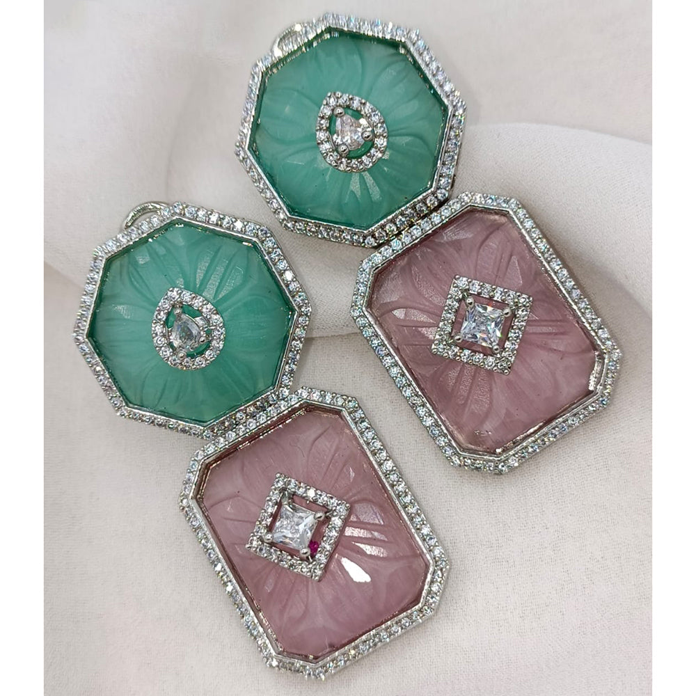 Shagna Designer American Diamond Hanging Earrings