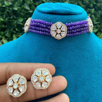 Shagna Heritage Polki Kundan Stone And Pearl Choker Necklace Set