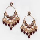 Shagna Graceful Kundan Stone And Beads Meenakari Traditional Drop Earrings