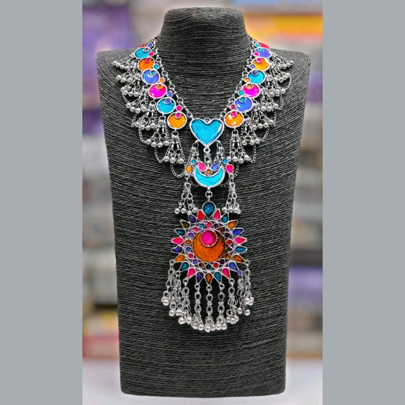 Darshana Jewels Oxidised Plated Meenakari Necklace Set