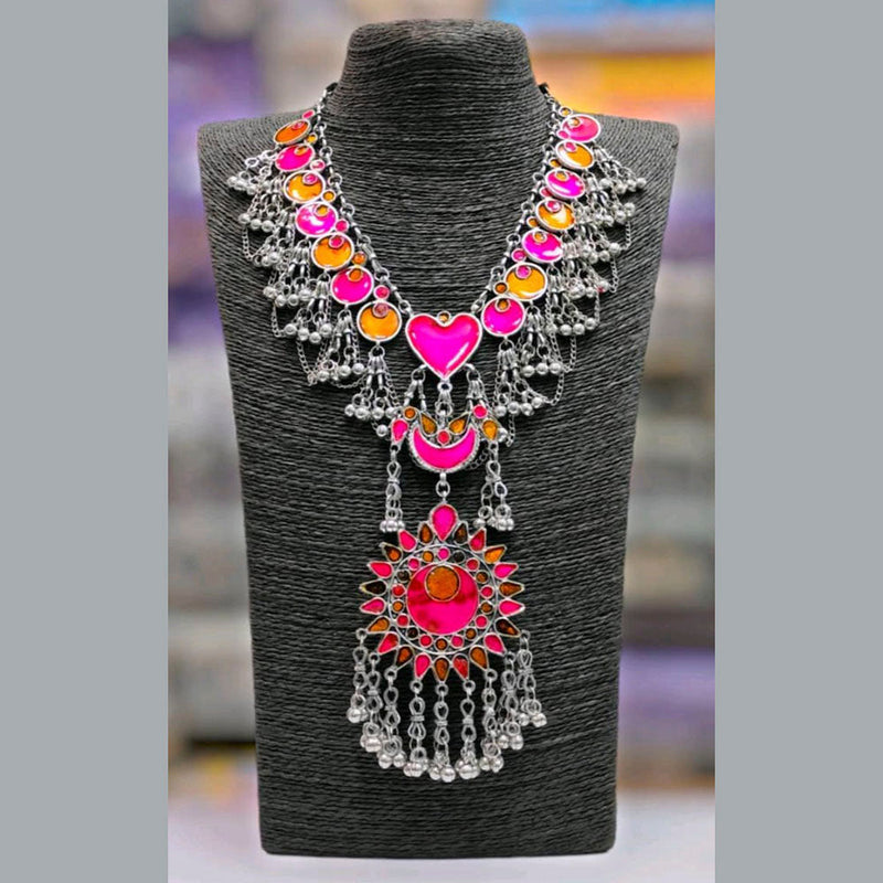 Darshana Jewels Oxidised Plated Meenakari Necklace Set