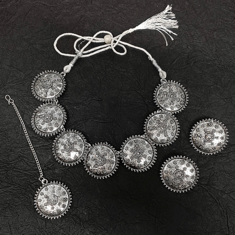 Bhavi Jewels  Oxidised Plated Necklace Set