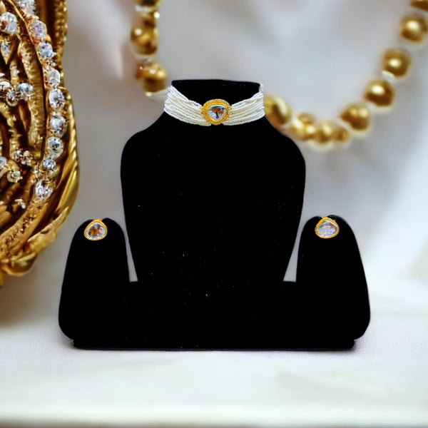 Blythediva Gold Plated Crystal Stone Choker Necklace Set