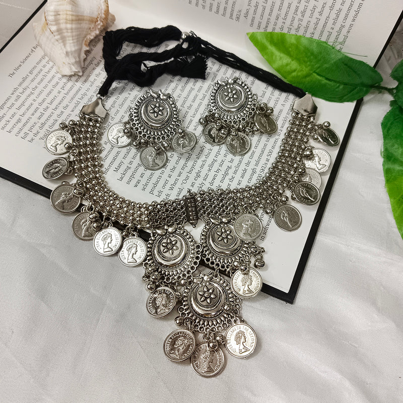 Bhavi Jewels Oxidised Plated Necklace Set