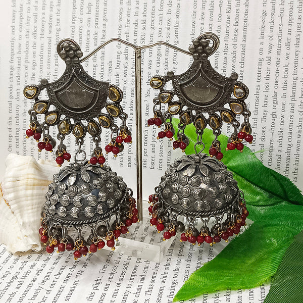 Darshana Jewels Oxidised Plated Jhumki Earrings