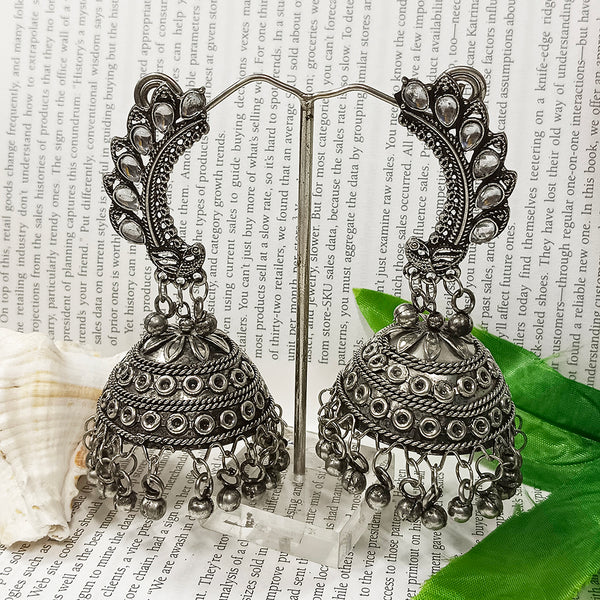 Bhavi Jewels Oxidised Plated Jhumki Earrings