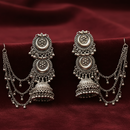 Darshana Jewels Vintage Style Oxidised Kanchain Jhumki Earrings