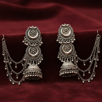 Darshana Jewels Vintage Style Oxidised Kanchain Jhumki Earrings