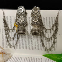 Darshana Jewels Vintage Style Oxidised Kanchain Jhumki Earrings