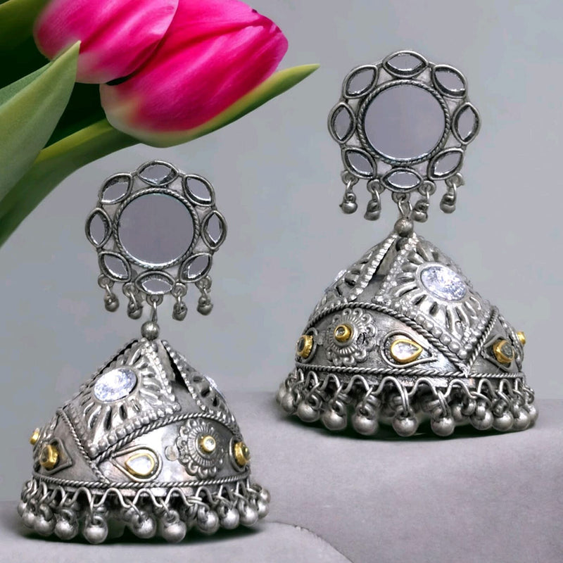 Blythediva Silver Plated Jhumki Earrings