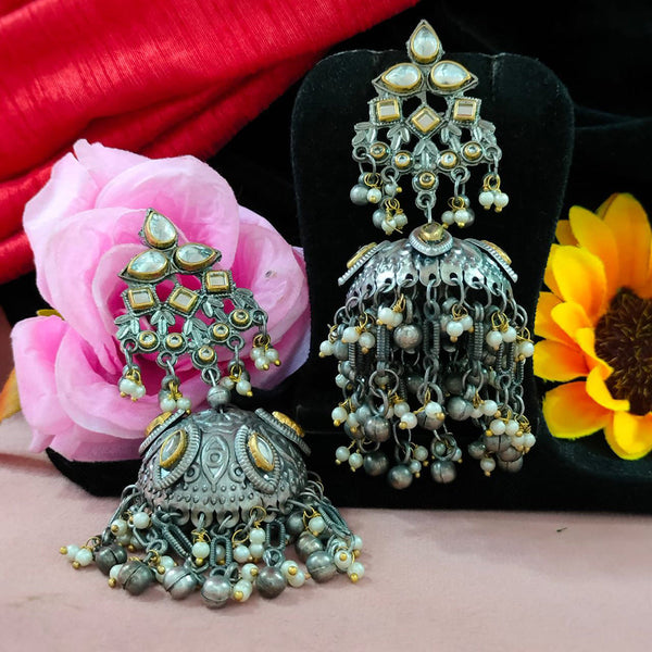 Blythediva 2 Tone Plated Kundan Stone Ghungroo Jhumki